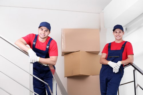 Labelled boxes and office packing materials for a Barnescray move